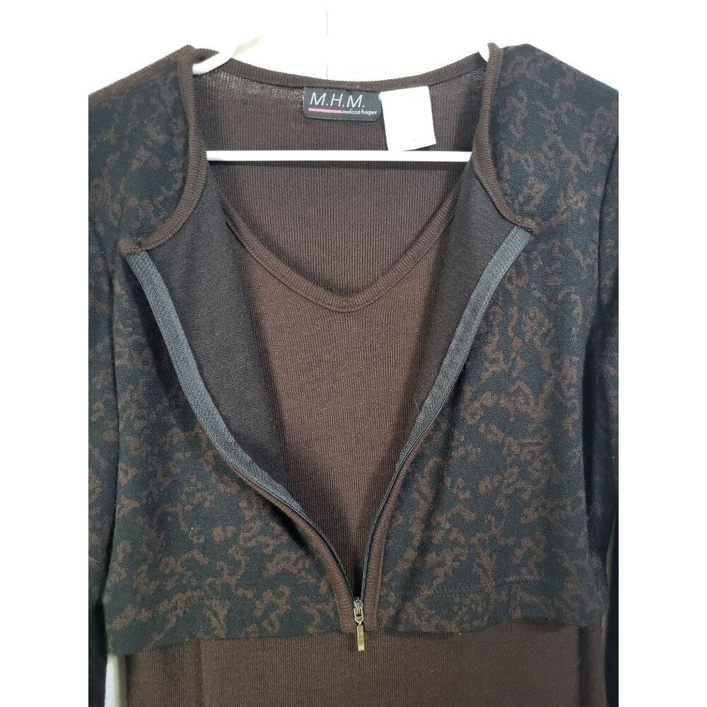 VTG MHM Melissa Harper Mock Sweater Dress Long Grunge Skater 90s Brown Black - Picture 8 of 11